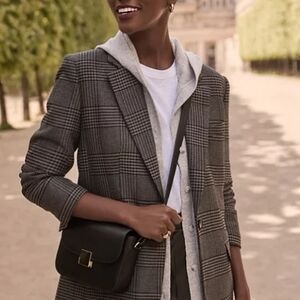 LOFT Black and Gray Checkered Blazer